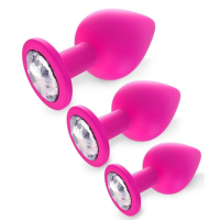 3pc SILICONE JEWELLED BUTT PLUG SET - PINK